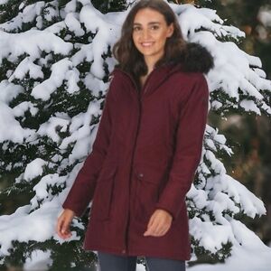 Columbia Coat Hawks Winter Waterproof Long Burgundy  Fur Hooded Jacket sz M